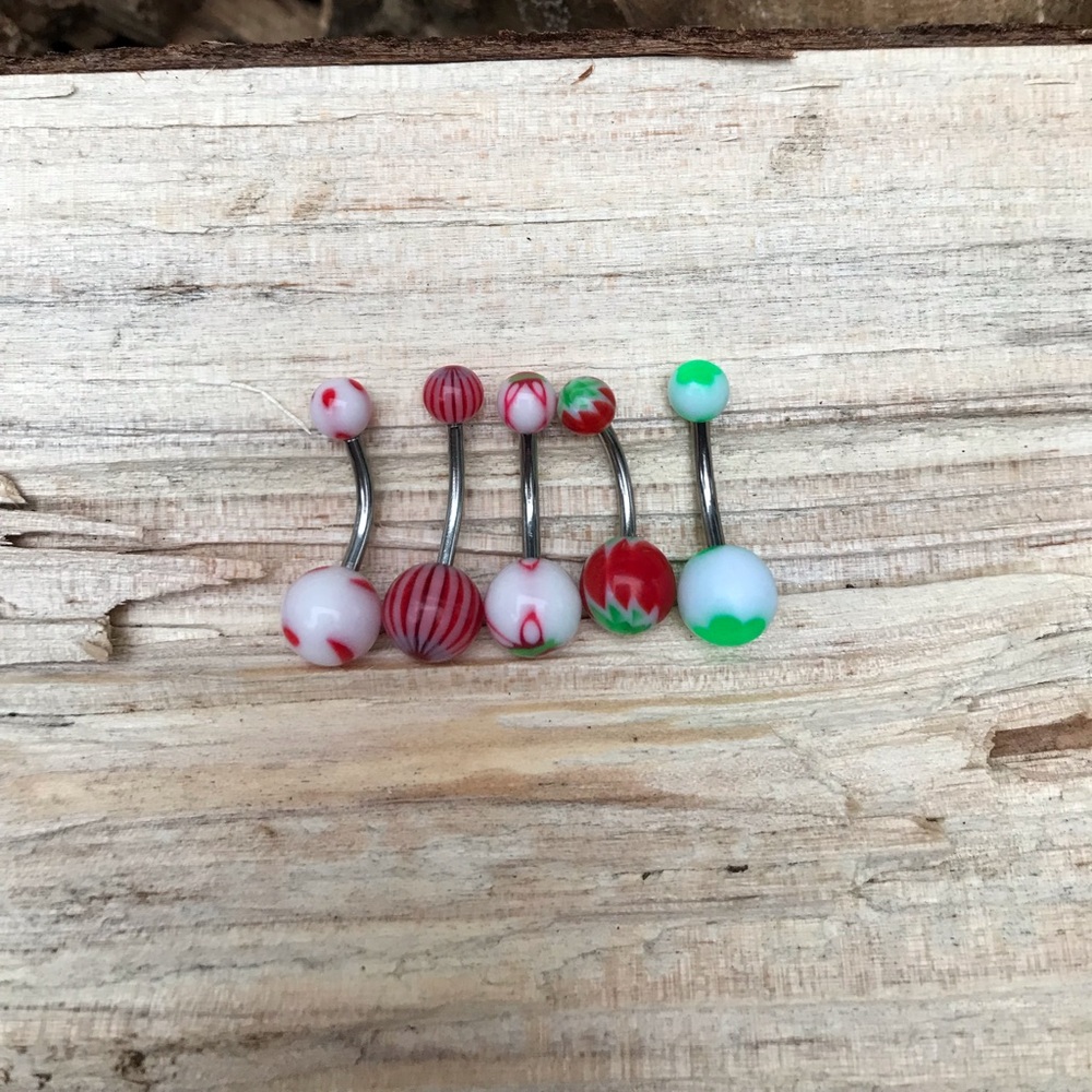 5 Multi-Color Belly Button Ring - Picture 2 of 2